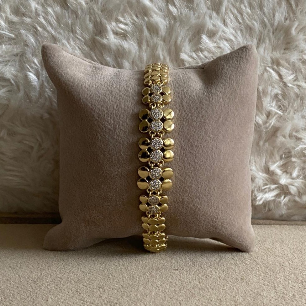 Xuping Gold Rengi Yuvarlak  Taşlı Kalın  Bileklik