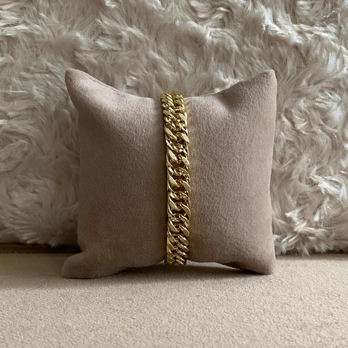 Xuping Gold Rengi Desenli Kalın Balıksırtı Zincir Bileklik