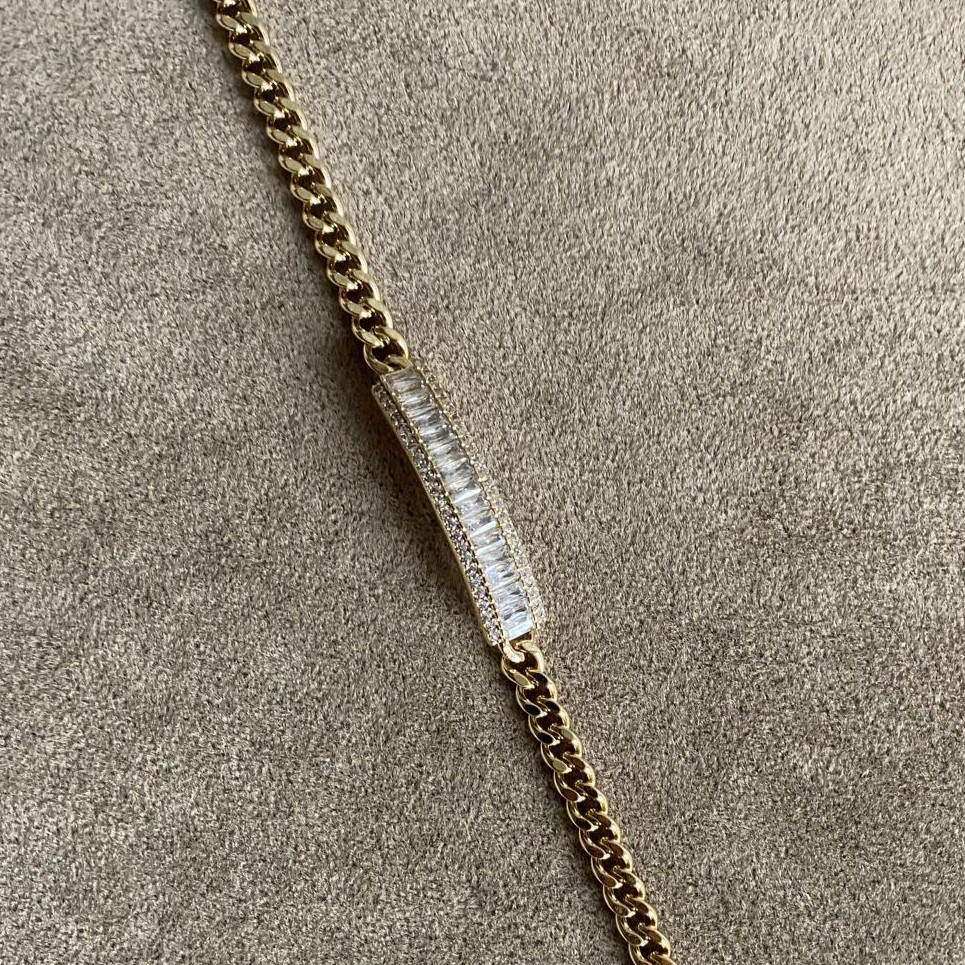 Xuping Gold Rengi Taşlı Künye Bileklik