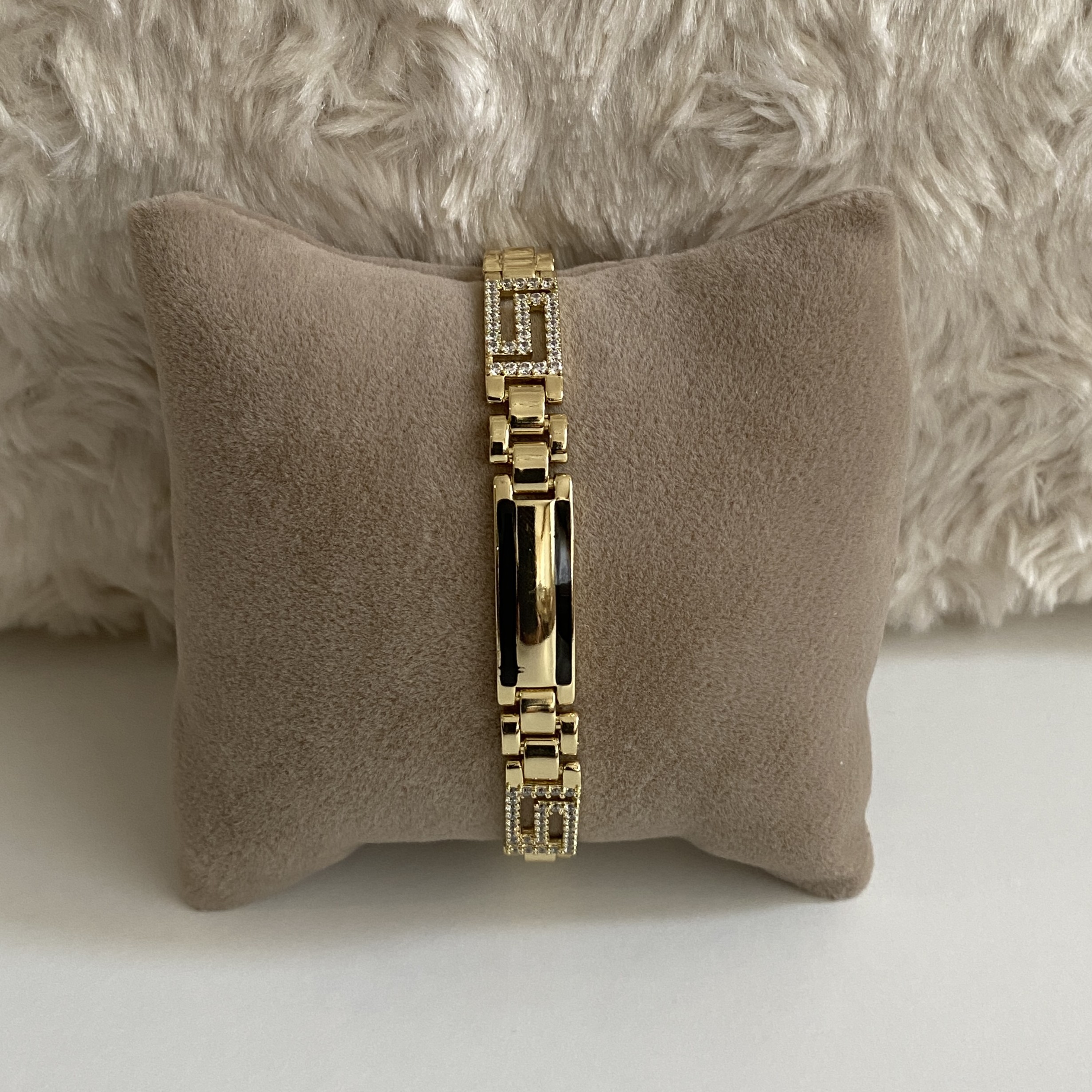 Xuping Gold Rengi Siyah Şerit Detaylı Künye Bileklik