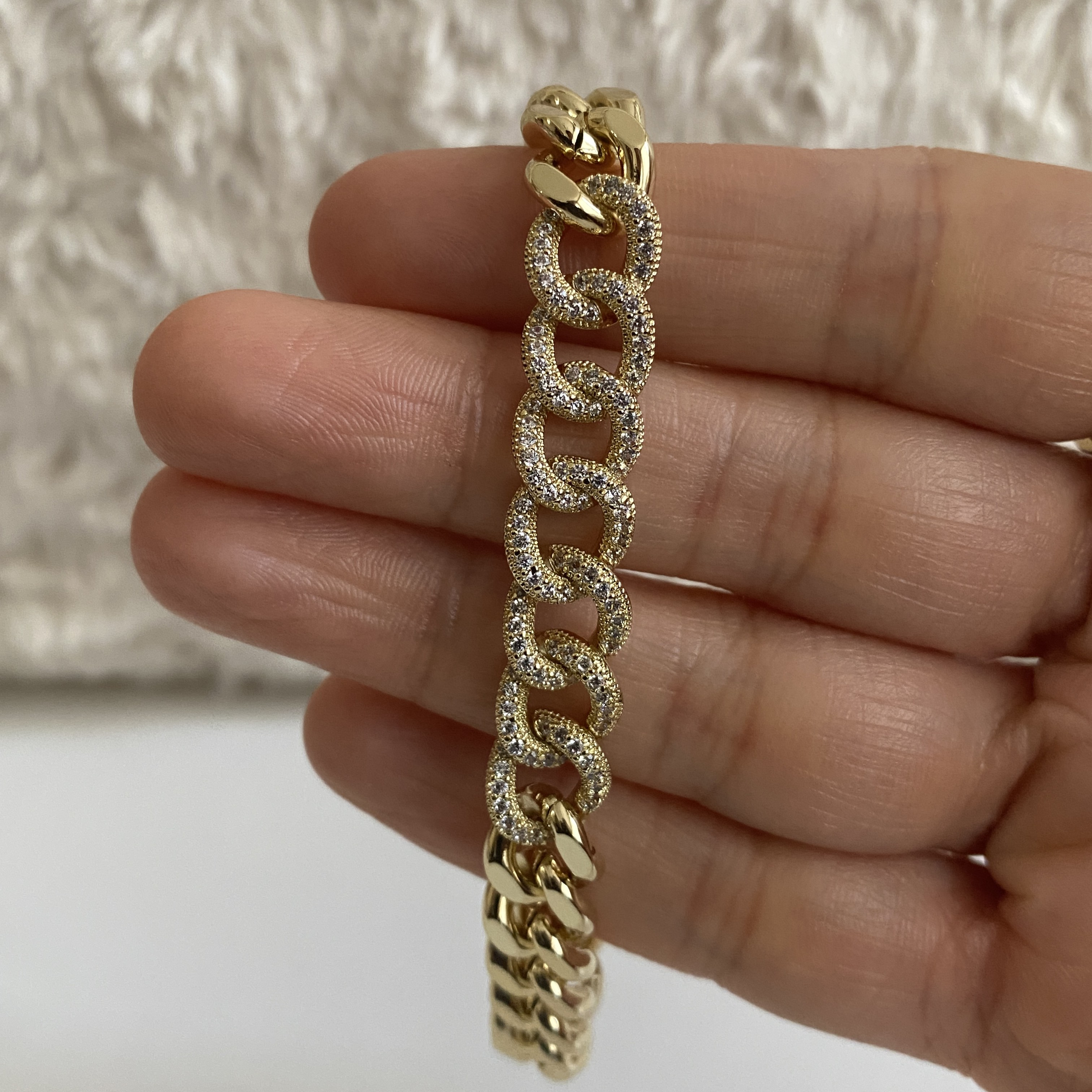 Xuping Gold Rengi Zirkon Taşlı Zincir Bileklik