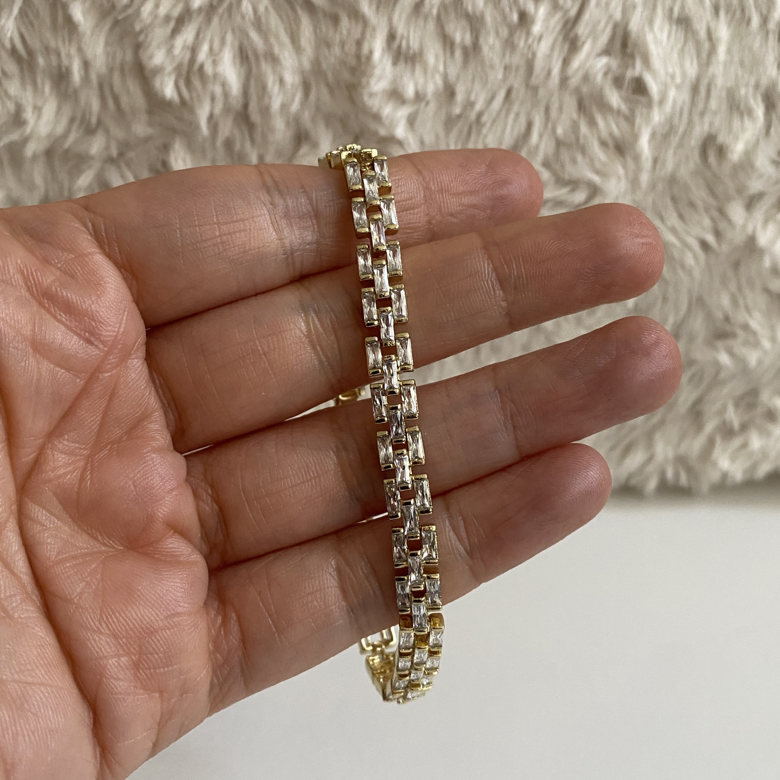 Xuping Gold Rengi Dikdörtgen Taşlı Bileklik