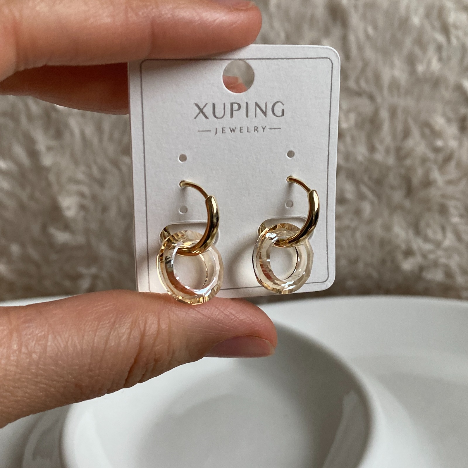 Xuping Gold Rengi Şeffaf  Halka Küpe