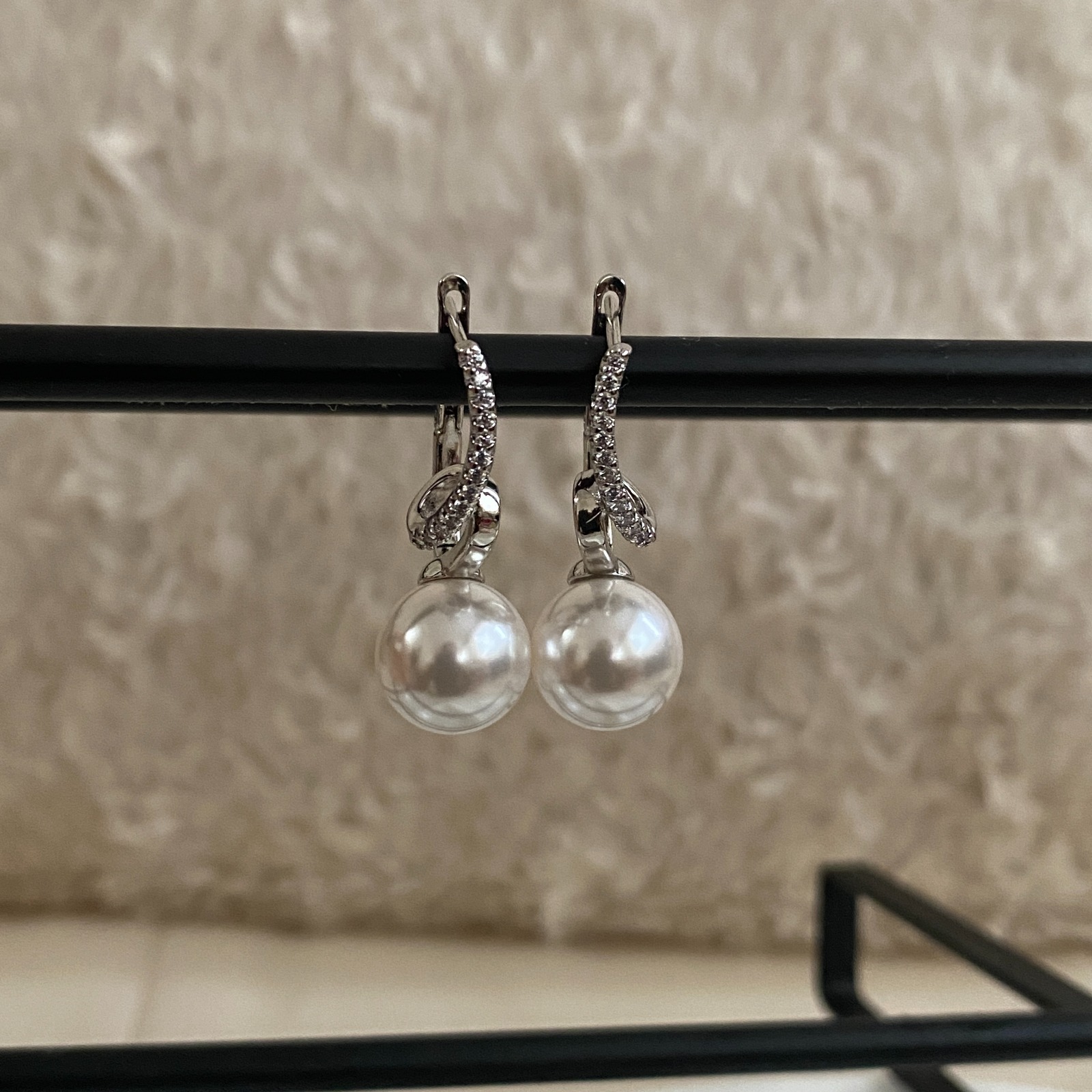 Xuping Silver Rengi Zirkon Taşlı İnci Küpe