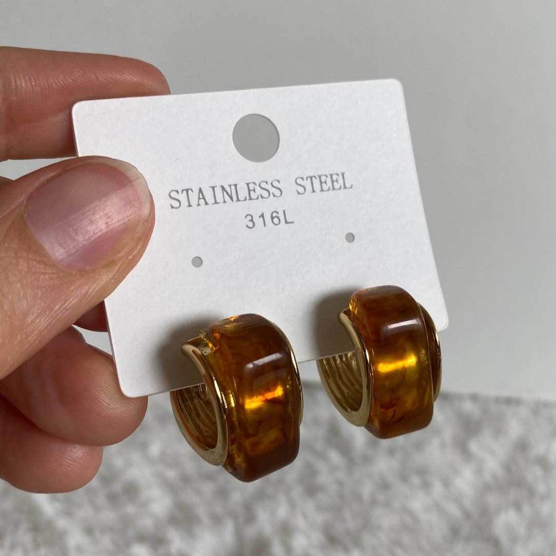 Çelik Gold Rengi Vİntage Honey Küpe