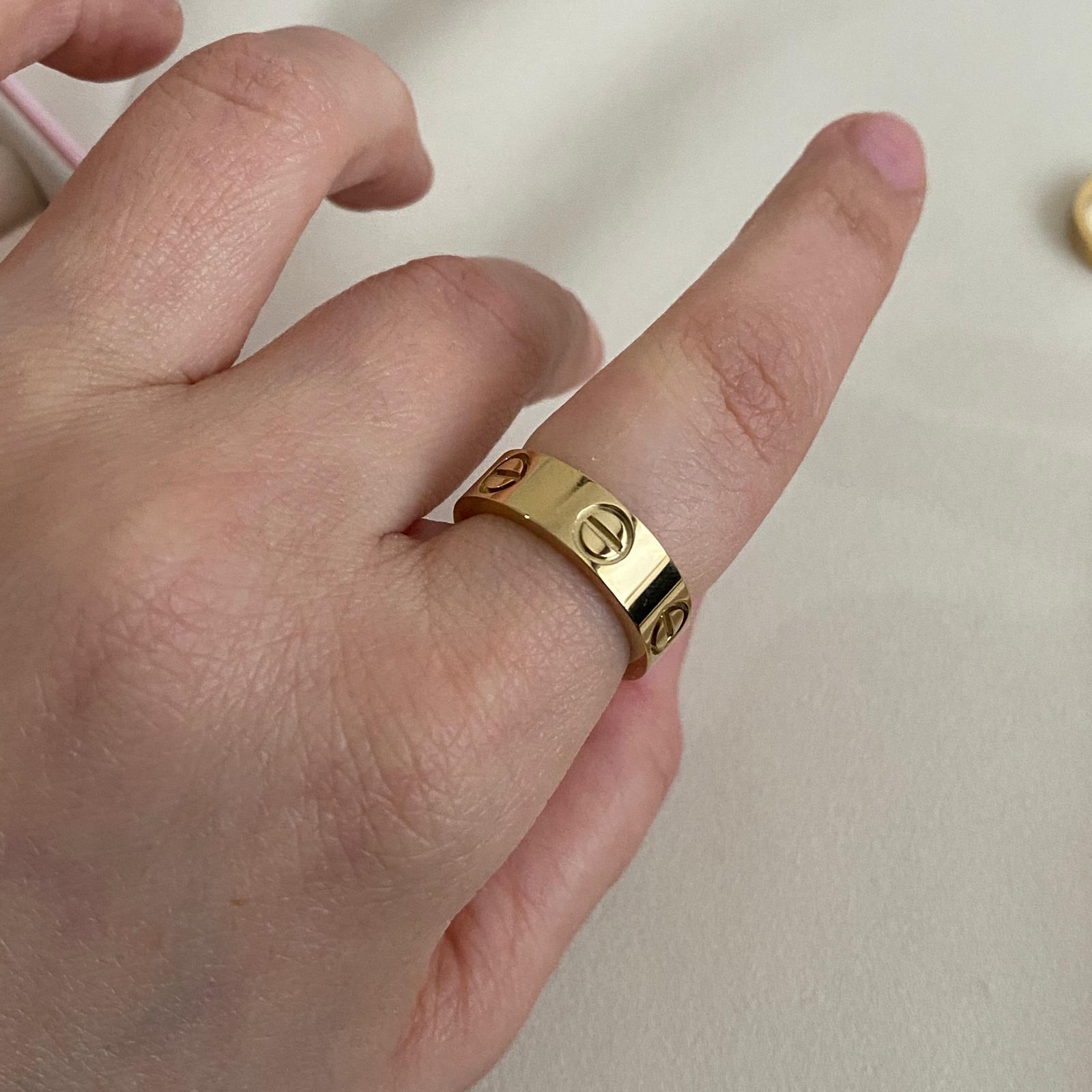 Çelik  Gold Rengi Kalın  Cartier Yüzük