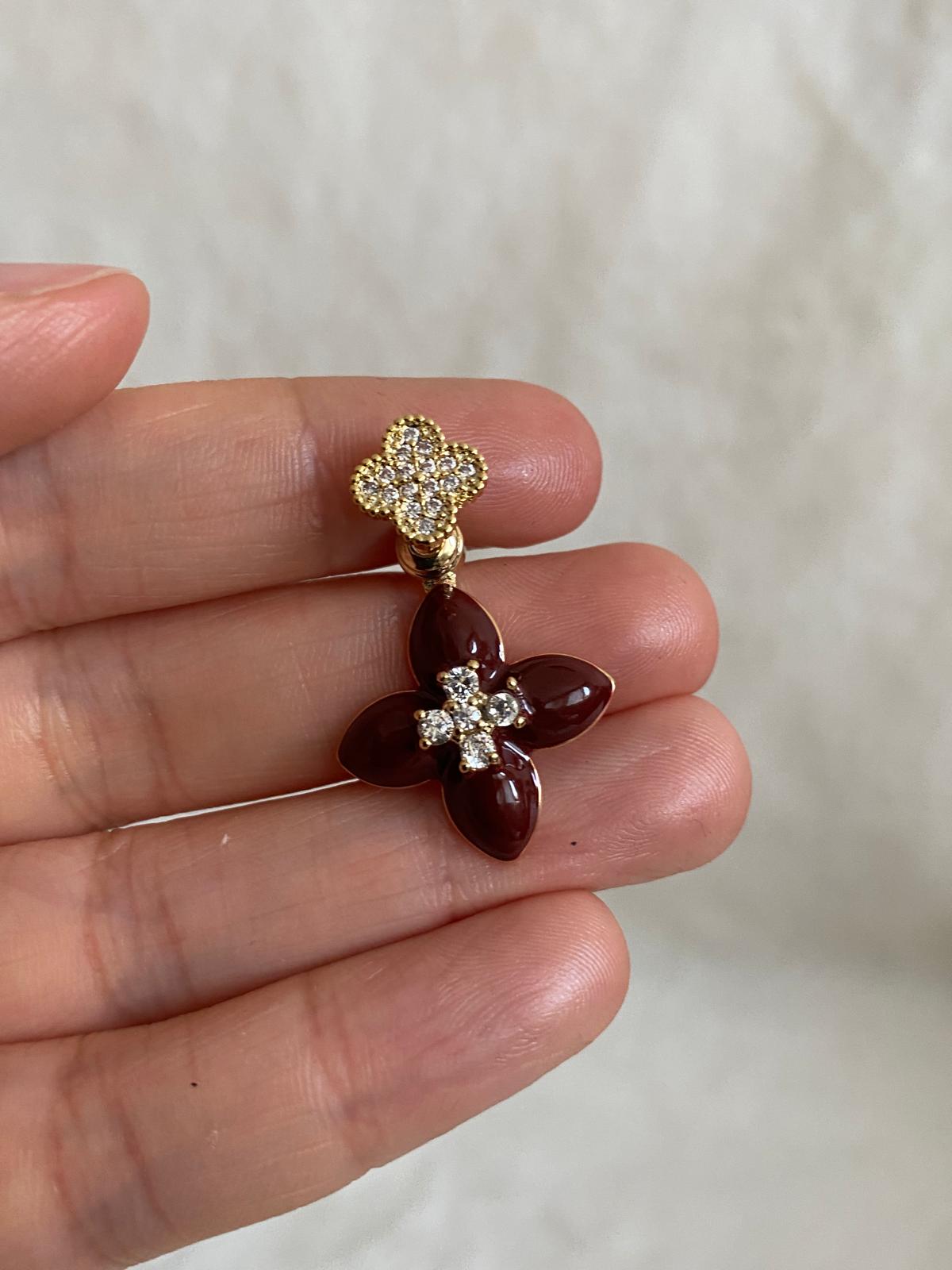 FJ Bordo Yonca Küpe