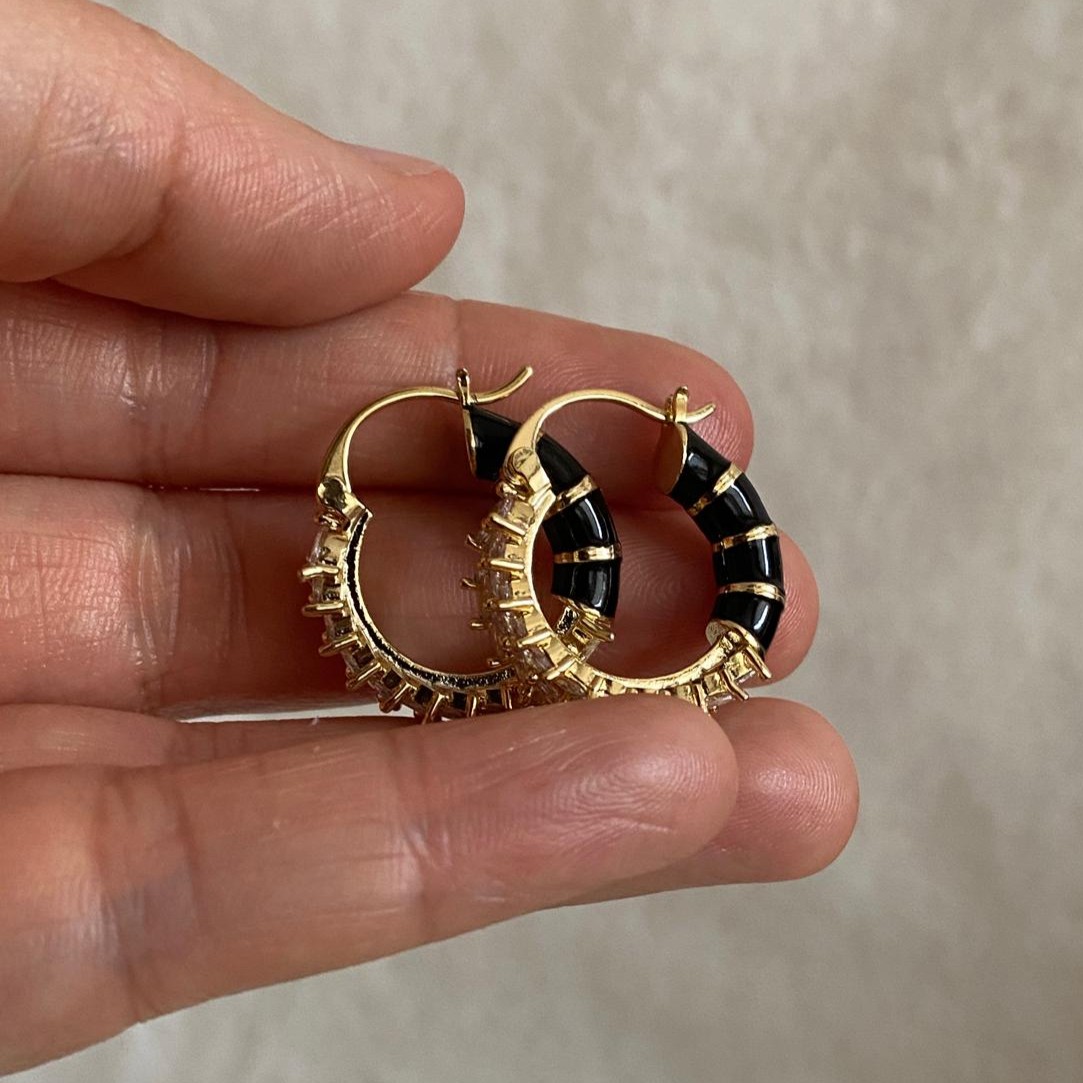 FJ Zirkon Taşlı Kahve Kesme Taş Detaylı Küpe