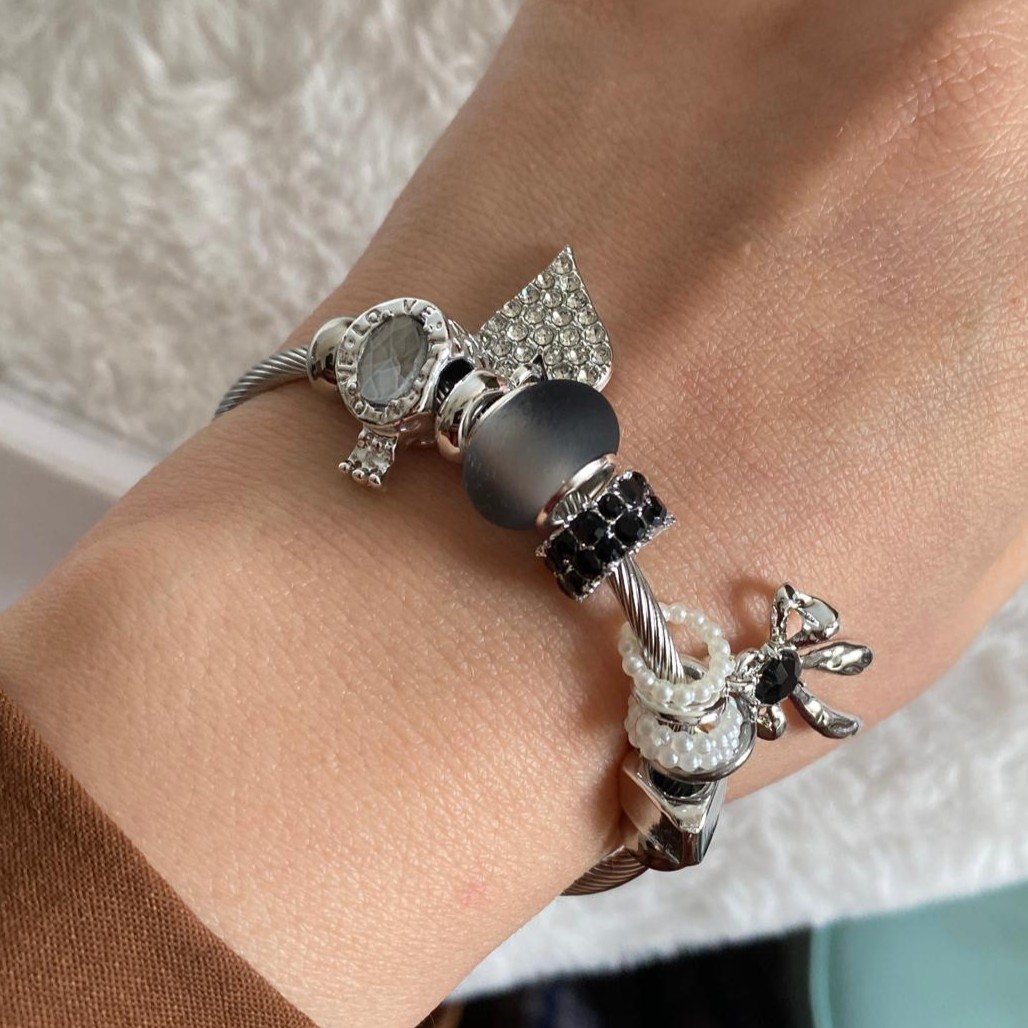 Çelik Taşlı Kalp Pandora Bileklik