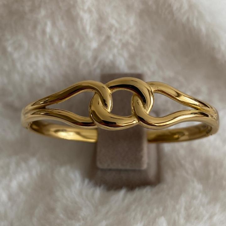 Çelik Gold Rengi Düğüm Detaylı Kelepce