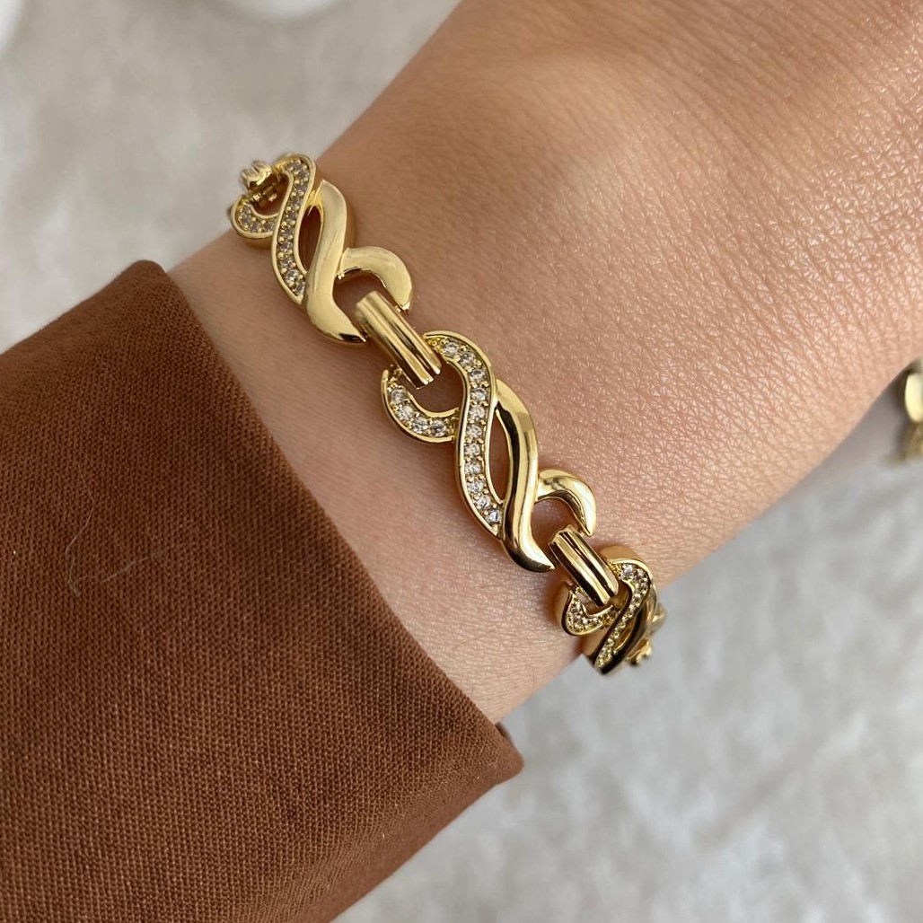 Xuping Gold Rengi Taşlı Sonsuzluk Bileklik