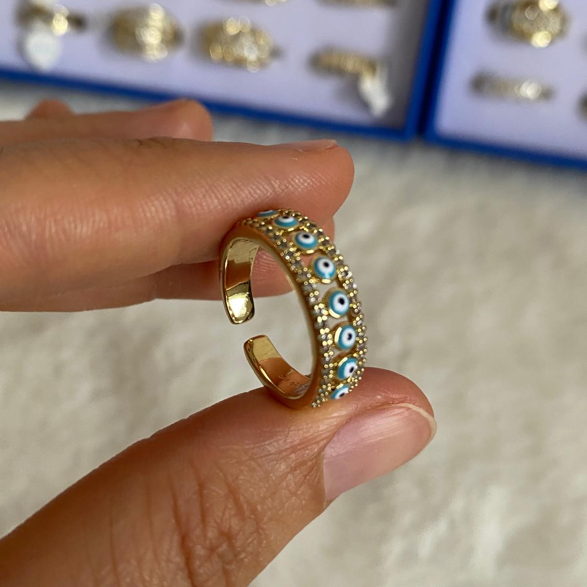 Xuping Gold Rengi Nazar Boncuğu Detaylı Yüzük