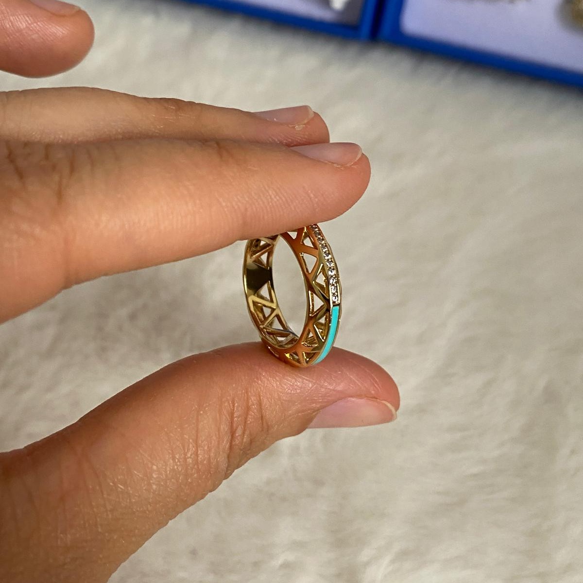 Xuping Gold Rengi Çift Taraflı Yüzük