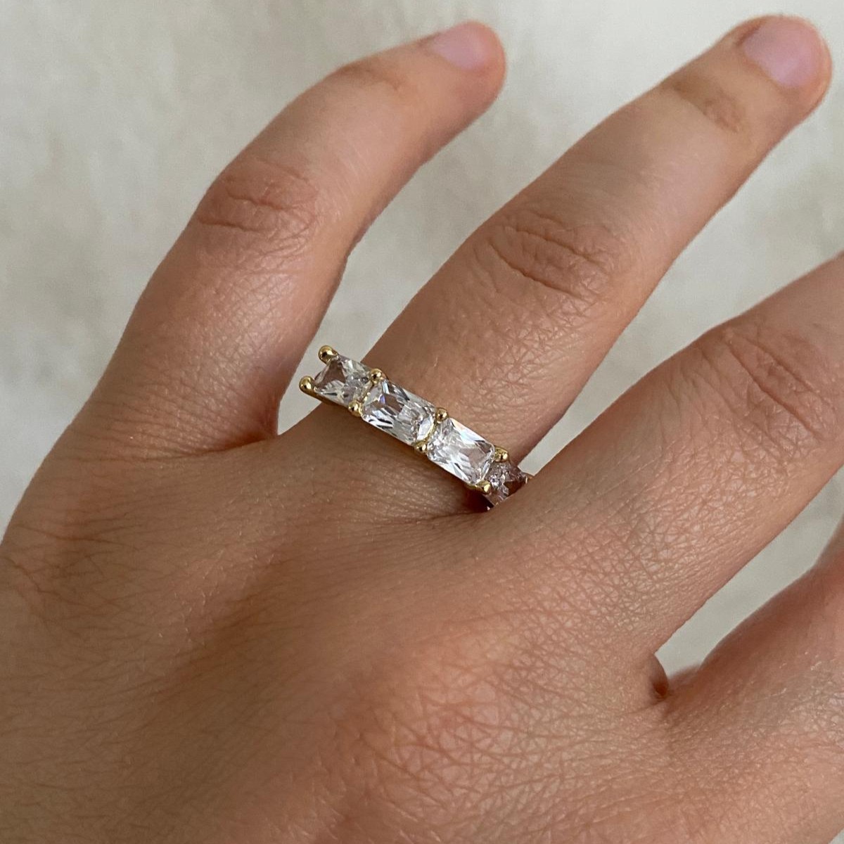 Xuping Gold Rengi 4 Taşlı Baget Yüzükj