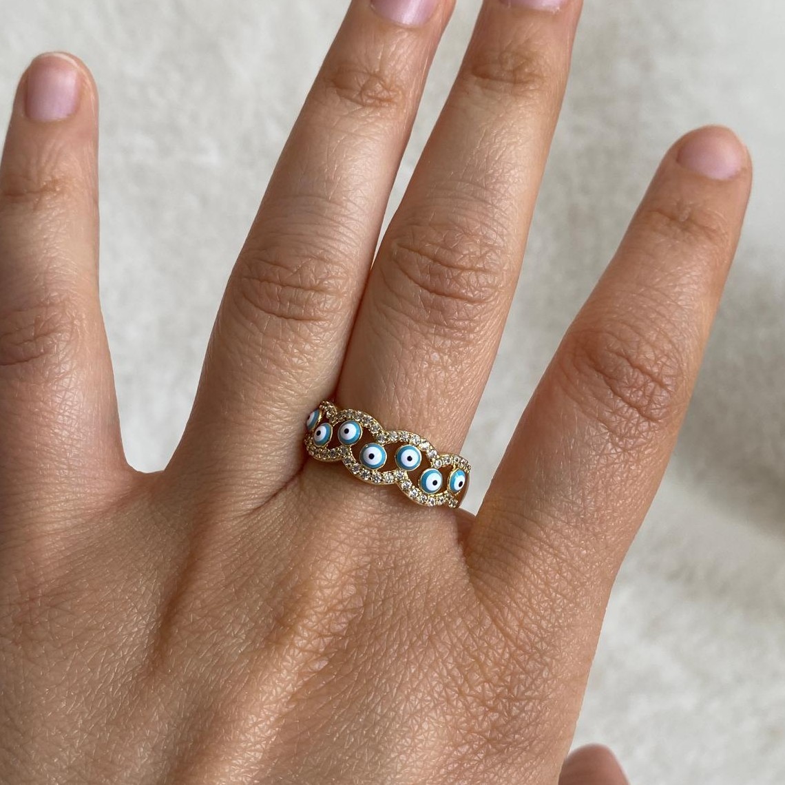 Xuping Gold Rengi Nazar Boncuklu Yüzük