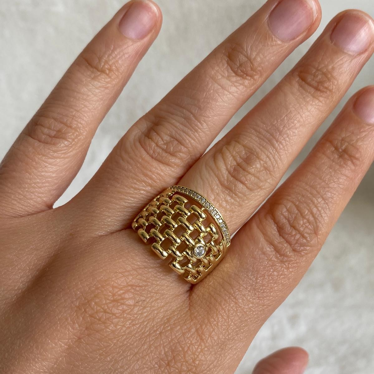 Xuping Gold Rengi Kalın Hasır Yüzük