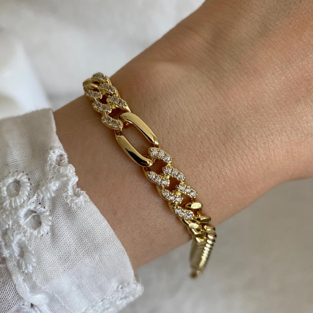 Xuping Gold Rengi Taşlı Zincir Bileklik