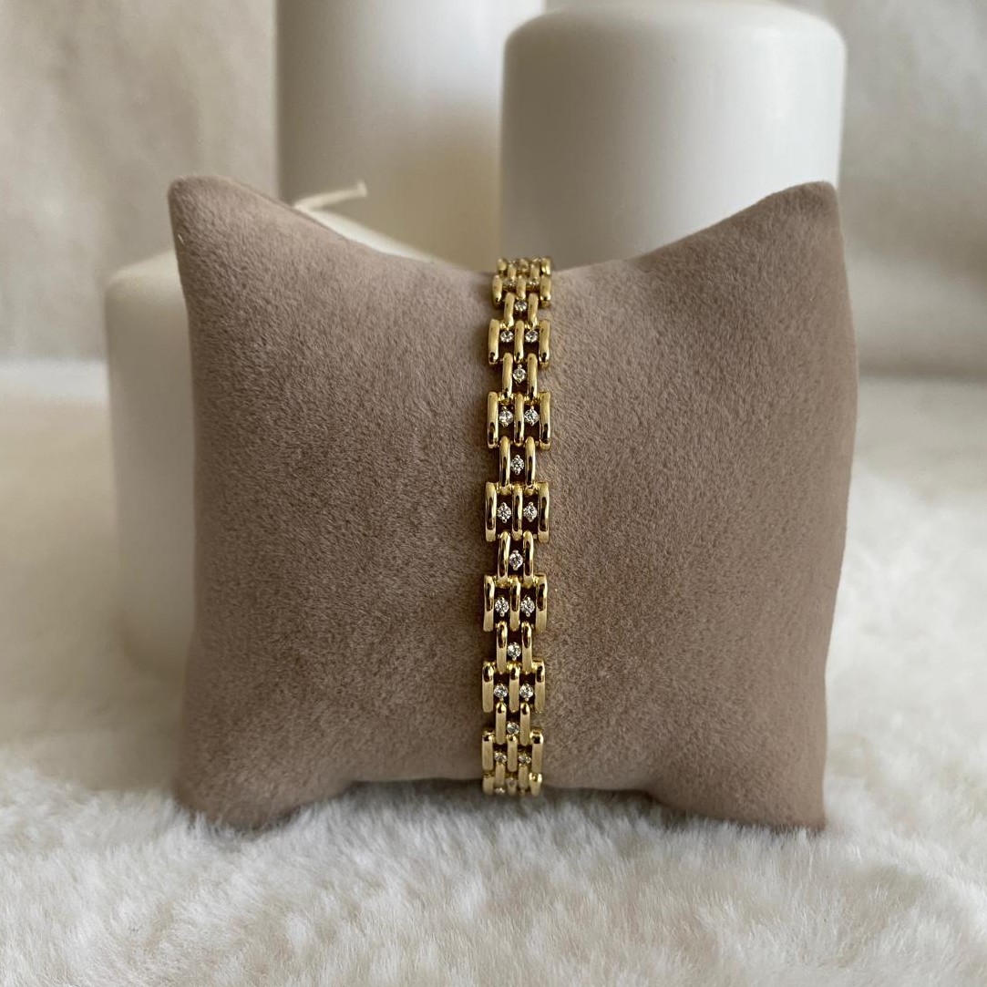 Xuping Gold Rengi Minimal Taşlı Bileklik