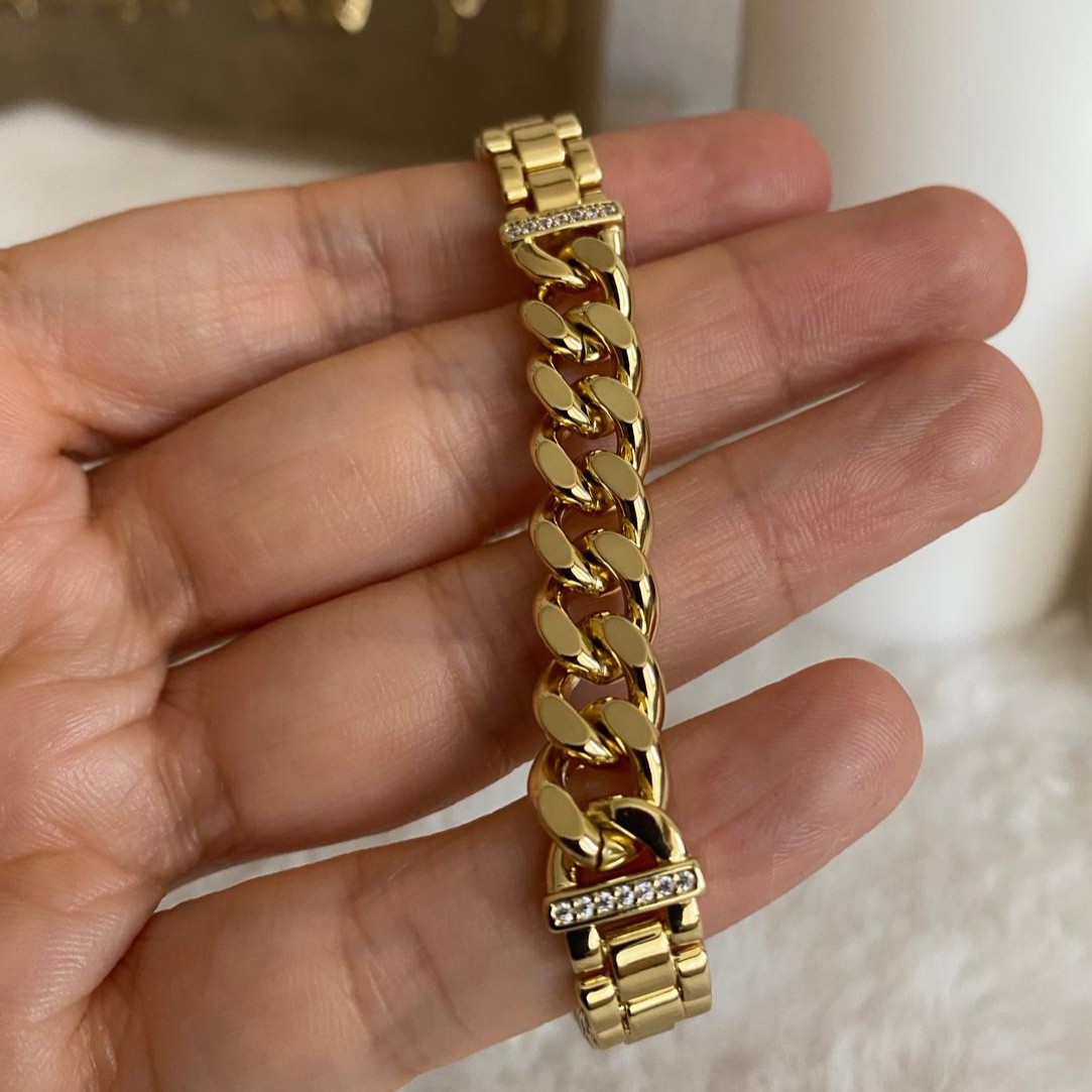 Xuping Gold Rengi Zincirli Kordon Bileklik